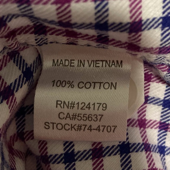 Johnston & Murphy Red and Blue Check Button Up Shirt - Picture 8 of 13